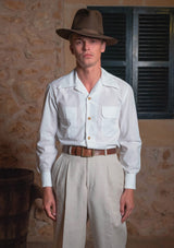 Long Sleeve Cotton Board Shirt - White