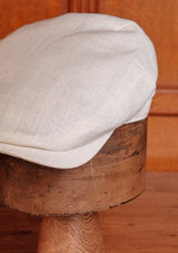 Geary Flat Cap - White Linen