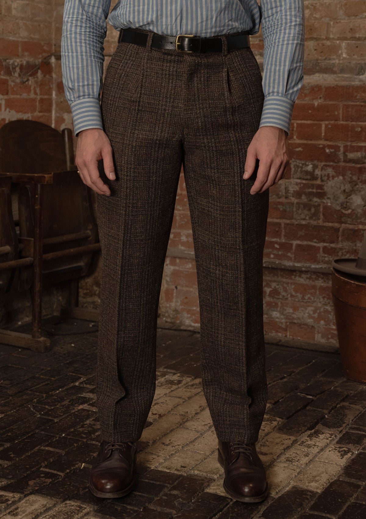 Woodrow Harris Tweed Classic Cut Trousers - Dark Prince Of Wales
