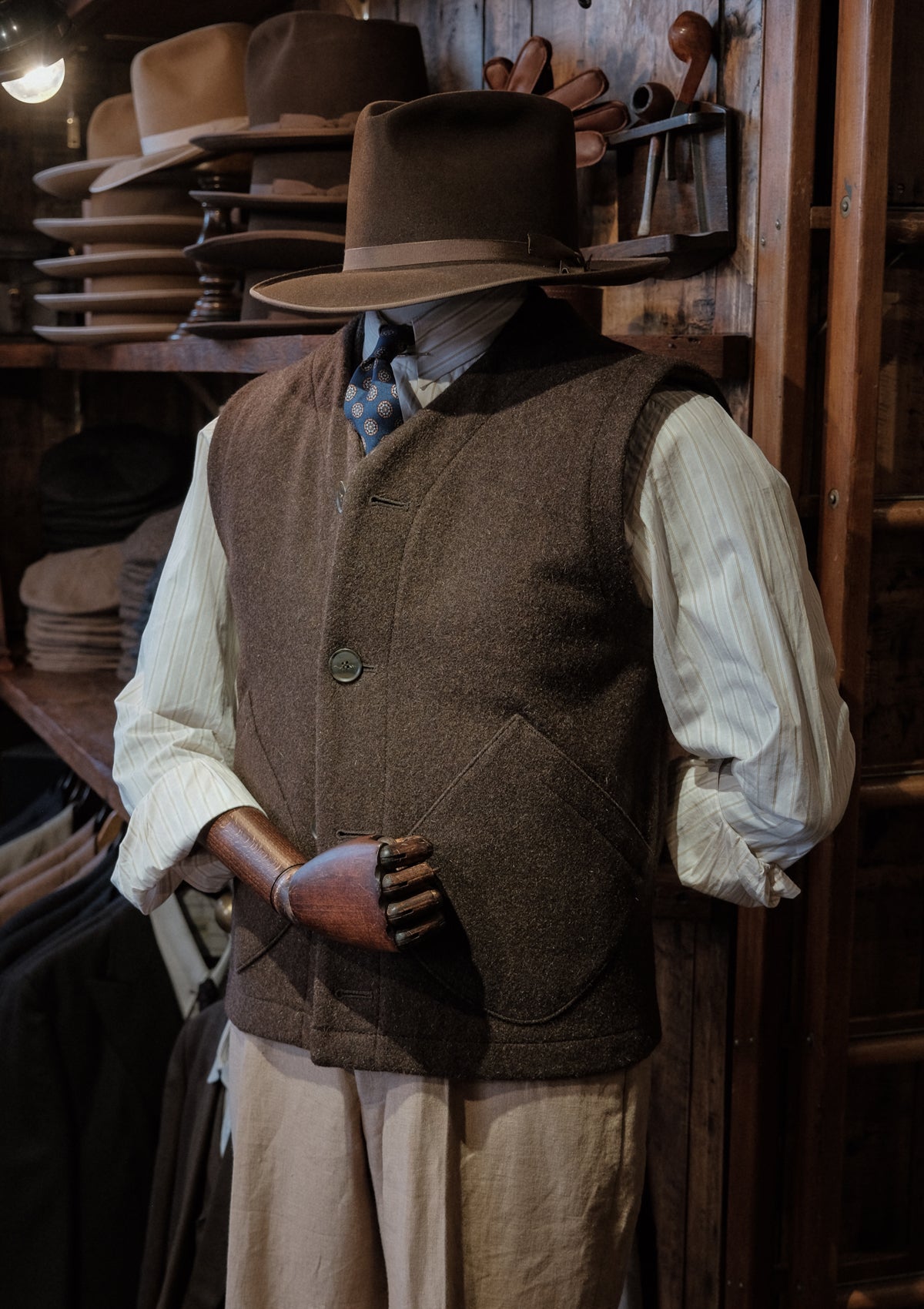 Ellison Pure Wool Gilet - Hickory Brown