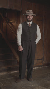 Hawthorne Cropped Waistcoat - Farriers Black Linen