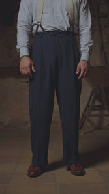 Coleman Clark Trouser - Navy Fleck Hopsack
