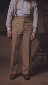 Melbrook Linen Fishtail Trousers - Mushroom