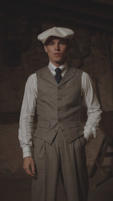 Emile Merino Wool Single Breasted Waistcoat - Dark Brown Prince of Wales