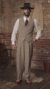 Brockman Harris Tweed Waistcoat - Light Grey & Cinnamon Check