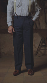 Coleman Classic Trouser - Navy Fleck Hopsack