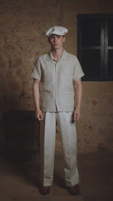 Crochet Short Sleeve Board Shirt - Biscuit