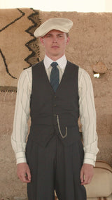 Brockman Waistcoat -  Navy Diamond Weave Wool