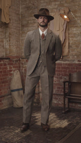 The Rivera 3 Piece Suit - Oatstone Herringbone