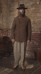 Storm-Collar Pure Wool Pea Coat - Tawny Rust