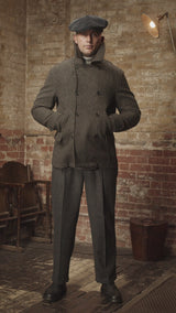Storm-Collar Pure Wool Pea Coat - Ashmore Flint