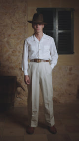 Long Sleeve Cotton Board Shirt - White