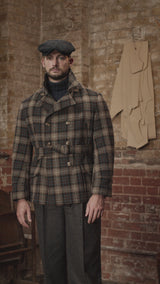 Pure Wool Pea Coat - Tideworn Check