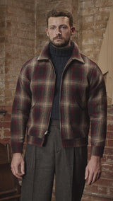 Midtown Pure Wool Cropped w/ 1940s Talon Zipper Jacket - Red & Navy Plaid