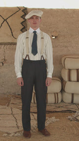 Brockman Classic Trousers  - Navy Diamond Weave Wool