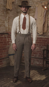 Rivera Clark Trouser - Oatstone Herringbone