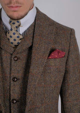 Edison Harris Tweed Waistcoat - Brown Check
