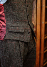 Edison Harris Tweed Waistcoat - Red Check