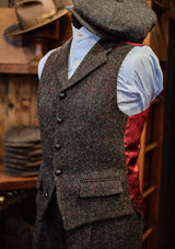 Edison Harris Tweed Waistcoat - Red Check