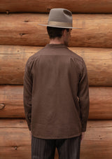 Connell Pure Brushed Cotton Board Shirt - Walnut Brown