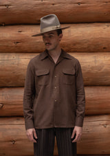 Connell Pure Brushed Cotton Board Shirt - Walnut Brown