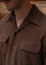 Connell Pure Brushed Cotton Board Shirt - Walnut Brown