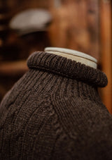 Clapperton Half Cable Knit Lambswool Sweater - Brown