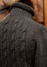 Clapperton Half Cable Knit Lambswool Sweater - Dark Grey