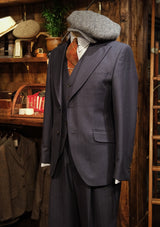 Brockman Waistcoat -  Navy Diamond Weave Wool