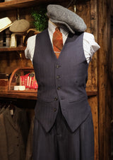 Brockman Waistcoat -  Navy Diamond Weave Wool
