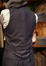 Brockman Waistcoat -  Navy Diamond Weave Wool