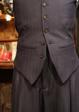 Brockman Waistcoat -  Navy Diamond Weave Wool