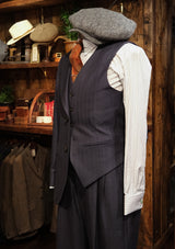 Brockman Waistcoat -  Navy Diamond Weave Wool