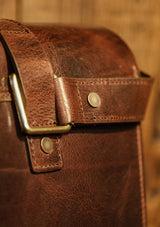 Luxury Saddle Leather Satchel - Dark Brown