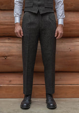 Edison Harris Tweed Classic Trouser - Charcoal Herringbone