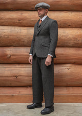 Edison Harris Tweed Gene Trouser - Charcoal Herringbone