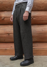 Edison Harris Tweed Gene Trouser - Charcoal Herringbone