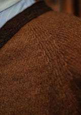 Fawcett Lambs Wool Cardigan - Rust