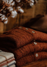 Frances Ladies Lambswool Cardigan - Rust