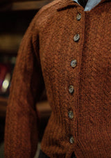 Frances Ladies Lambswool Cardigan - Rust