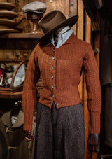 Frances Ladies Lambswool Cardigan - Rust