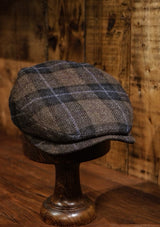 Geary Flat Cap - Brown Tartan Harris Tweed