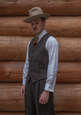 Munro Waistcoat - Dark Taupe with Vintage Grey Stripe