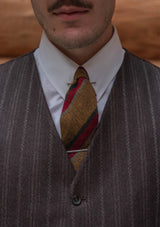 Munro Waistcoat - Dark Taupe with Vintage Grey Stripe