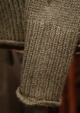 Clapperton Half Cable Knit Lambswool Sweater - Moss