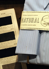 Spearpoint Cotton Shirt with Double French Cuff - Light Blue Pinstripe