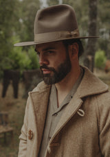 Barstow Flat Brim Fedora - Light Grey