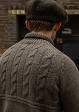 Clapperton Half Cable Knit Lambswool Sweater - Moss