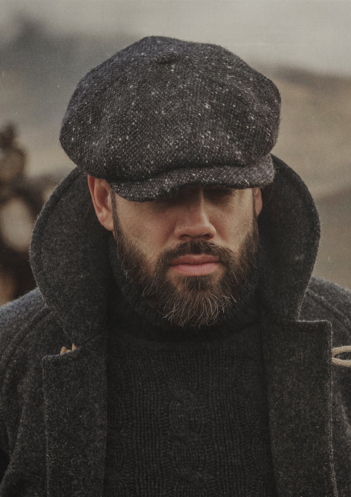 Fulton Baker Boy - (Mid-Width) Black Grain Donegal Tweed